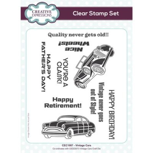 vintage Cars 6 in x 8 in Clear Stamp Set - Dream car Collection CEC1087
